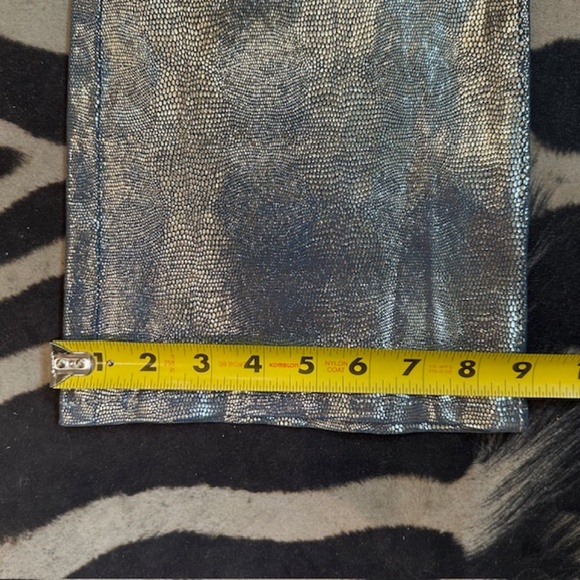 J Brand Leather Snake Embossed Pants Metallic Blue Straight Leg Size 30🌸 - Picture 14 of 16